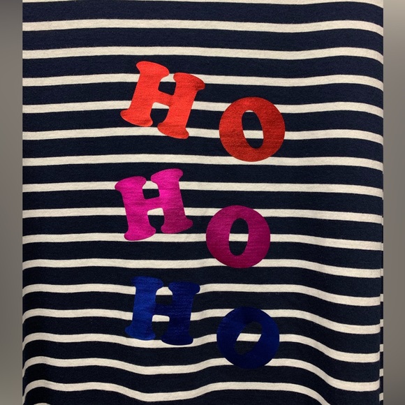 New! Boden Christmas long sleeve stripped shirt top, navy white, women's size 12 - Picture 4 of 10